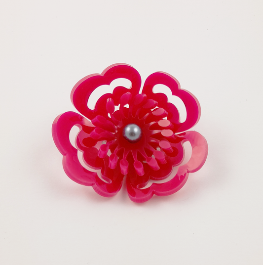 Fuchsia Anemone Brooch