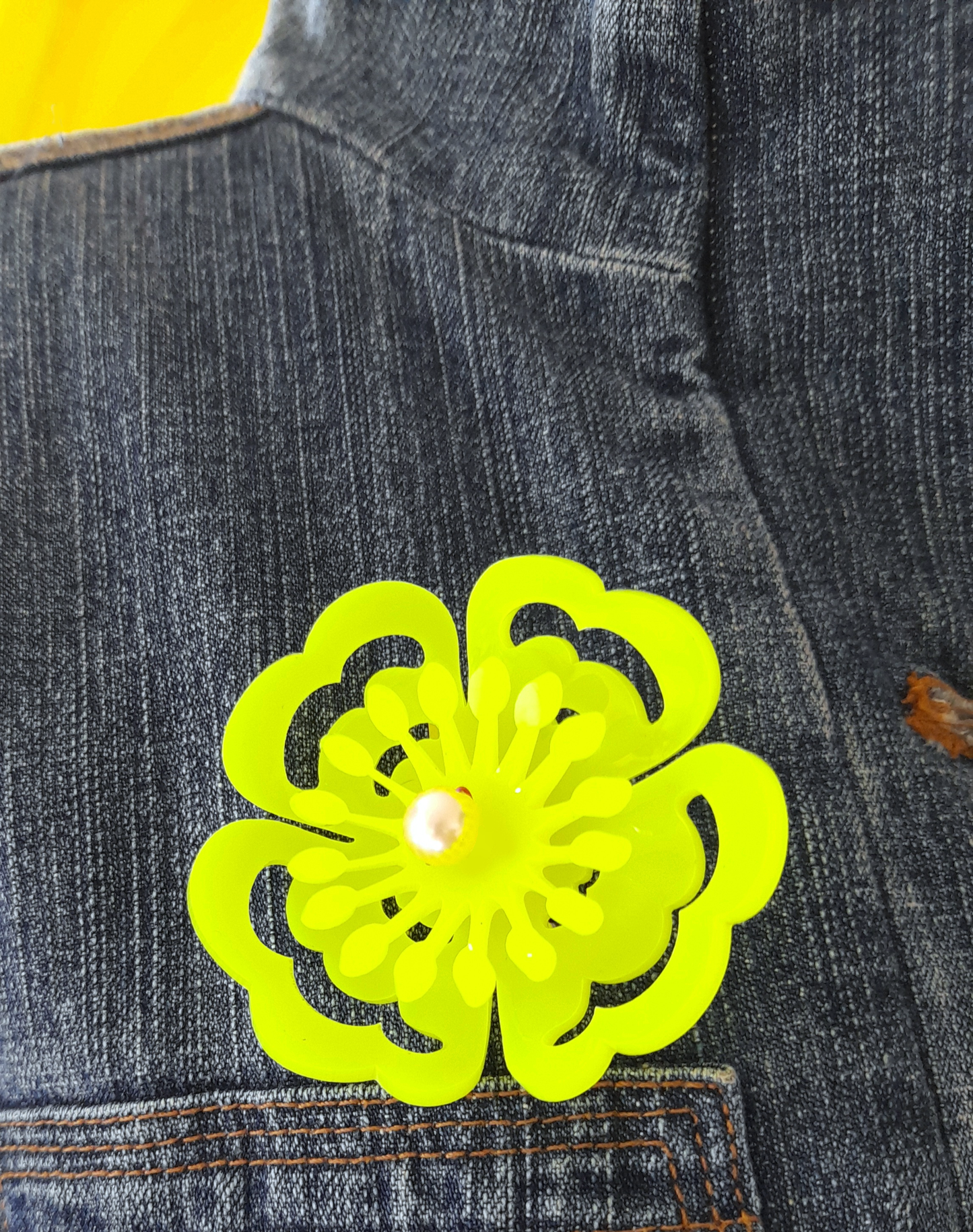 Neon Yellow Anemone Brooch