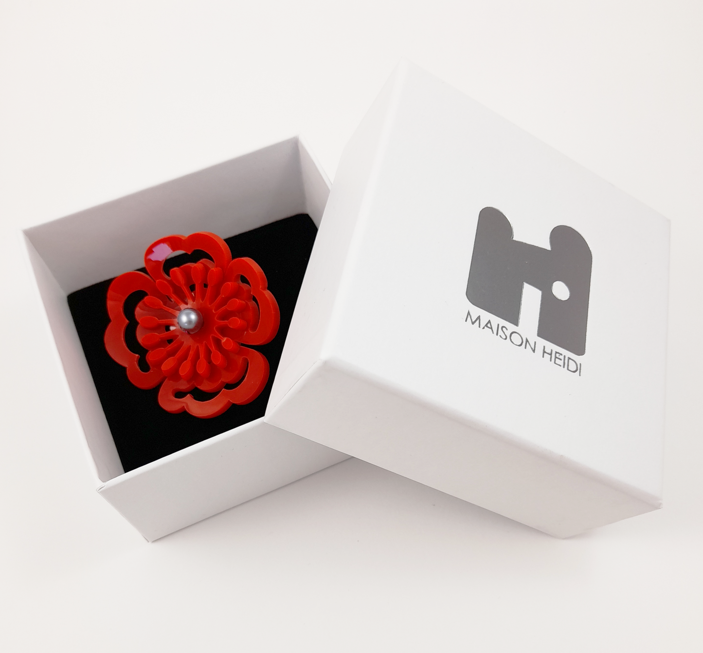Cherry Red Anemone Brooch