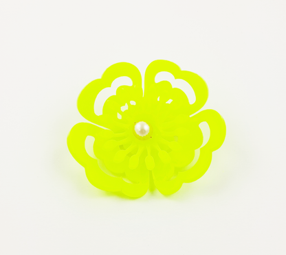 Neon Yellow Anemone Brooch