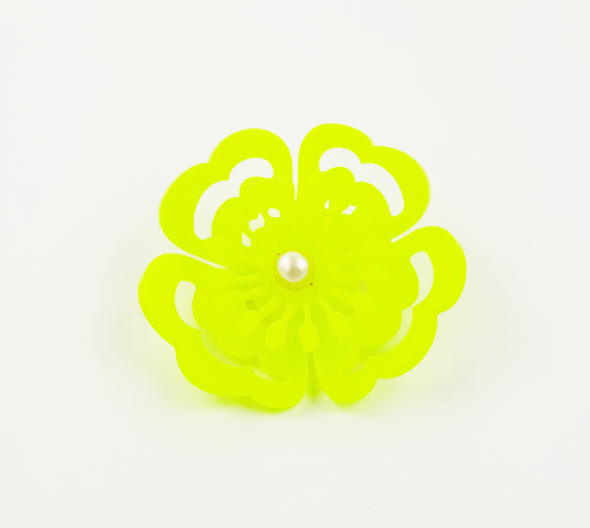 Neon Yellow Anemone Brooch